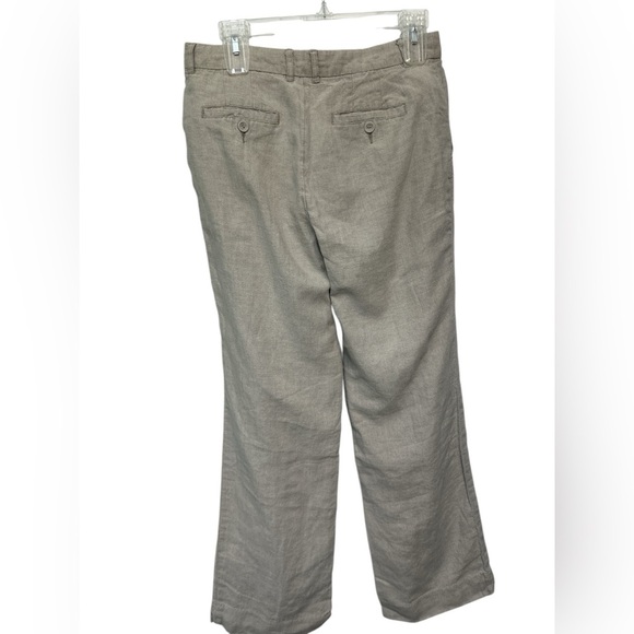 Garnet Hill Pants Womens 6 Tan 100% Linen Chinos Khakis Pockets Flat Front - Picture 2 of 4